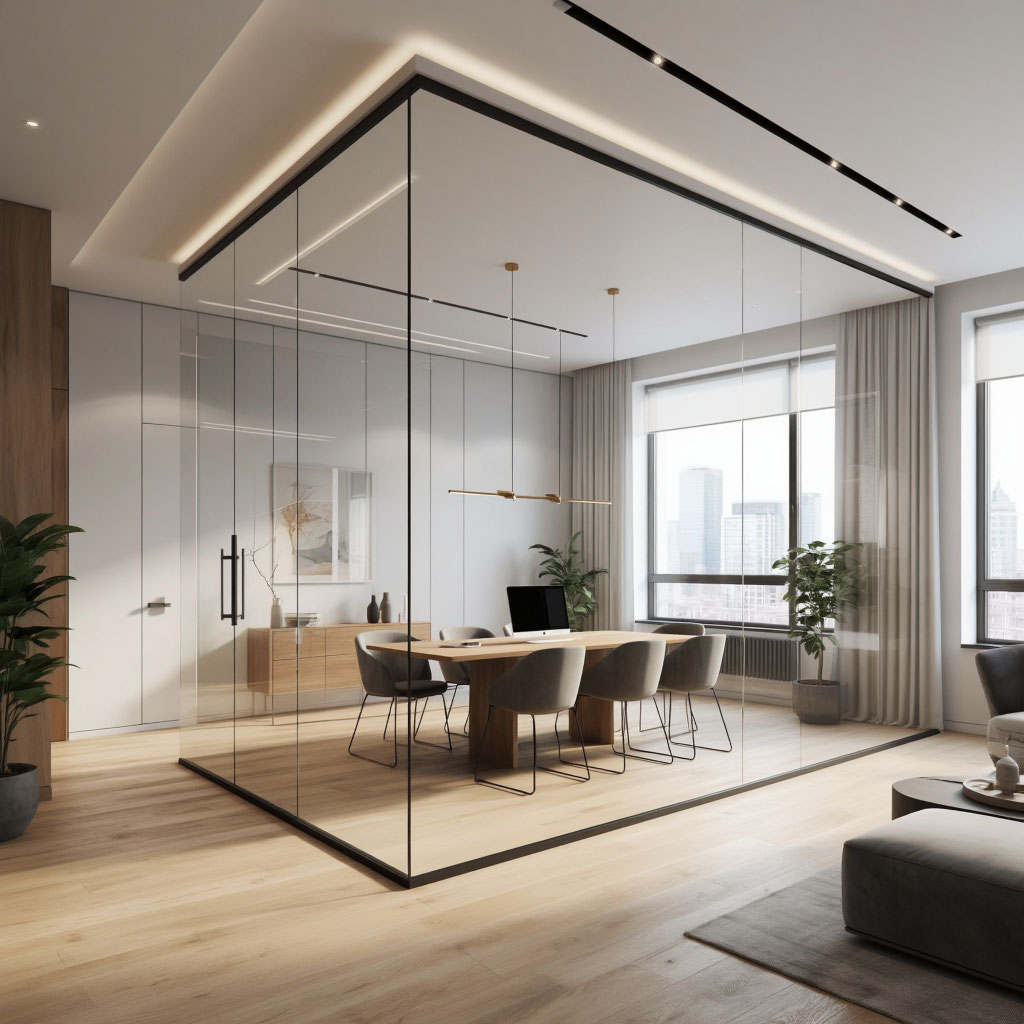 стеклянная перегородка в офисе