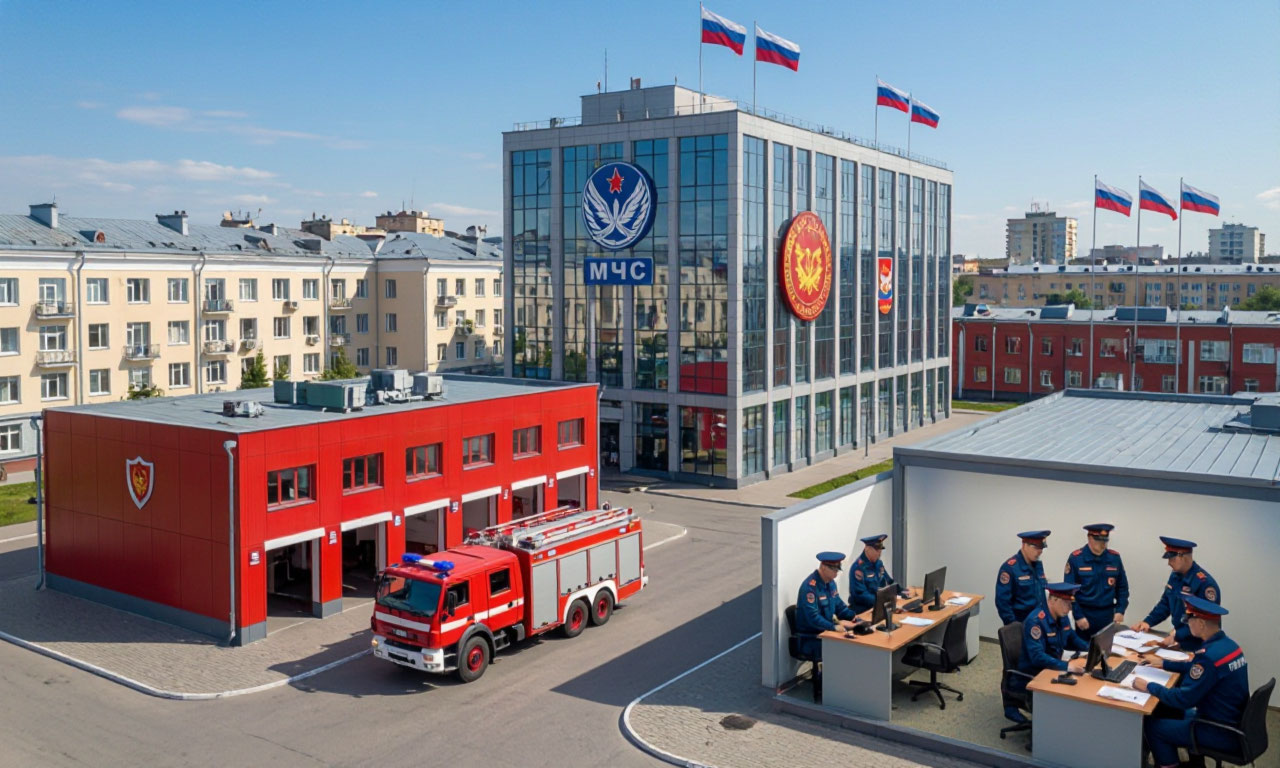 Вид на городскую администрацию и пожарную часть